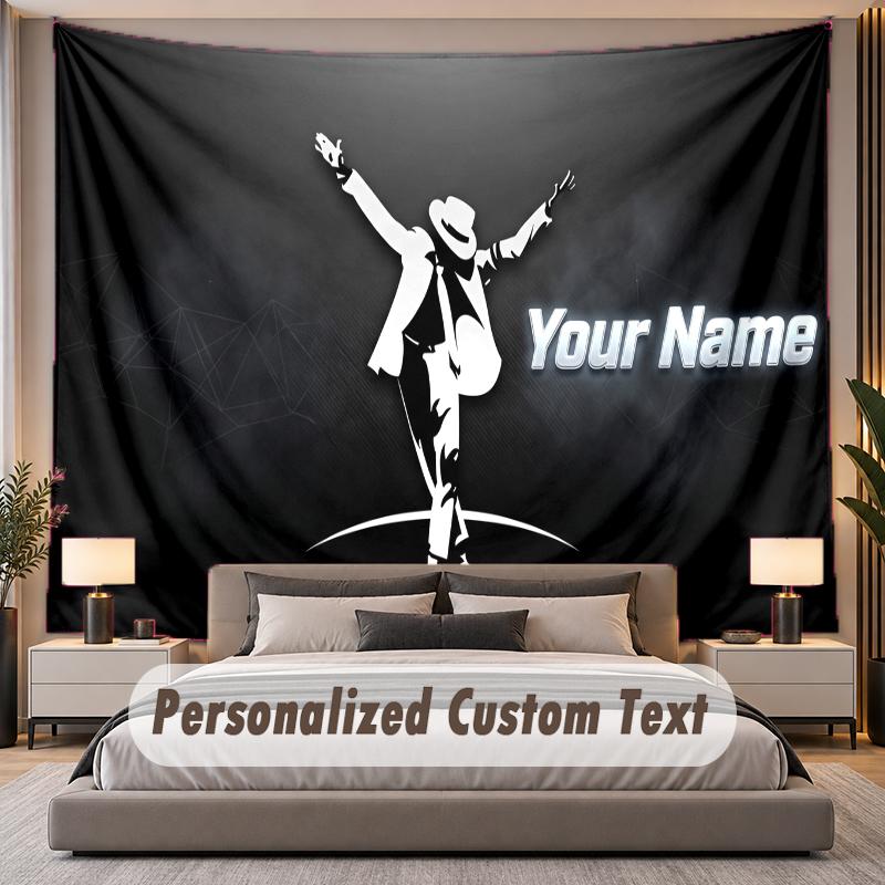 Custom Name Text Tapestry Michael Jackson Personalized Polyester Wall Tapestry For Bedroom And Room
