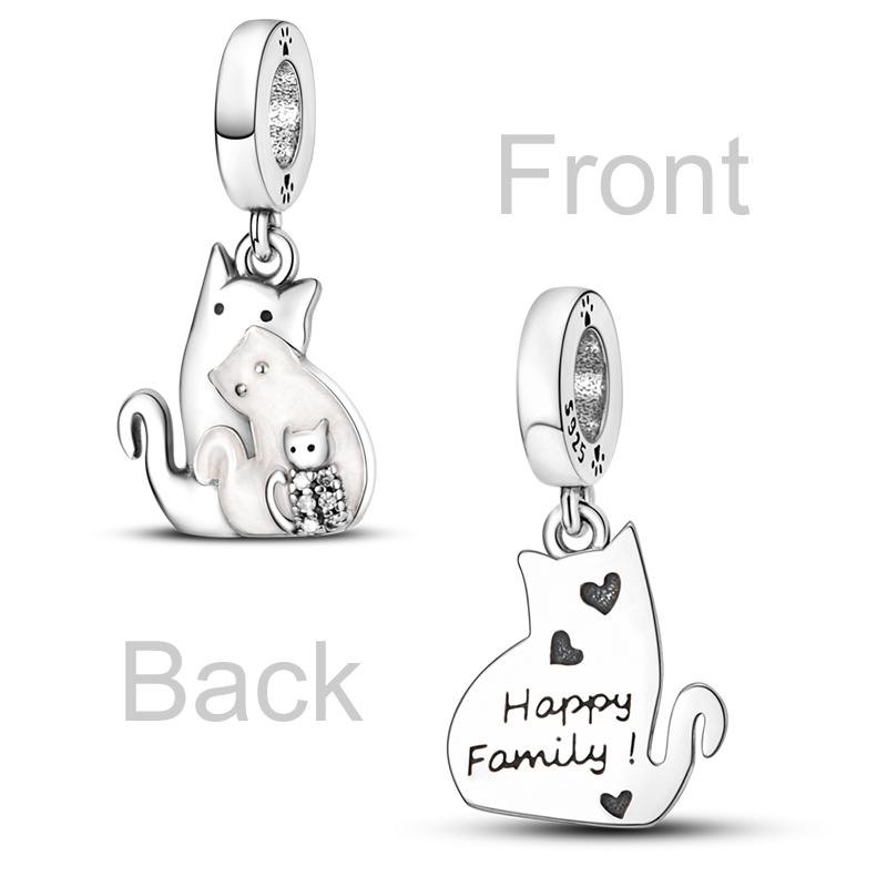 Inlaid Zircon Charm Beads S925 Sterling Silver Color Love Heart Snake Dangle Fit Original Bracelet Charms Pendant Jewelry