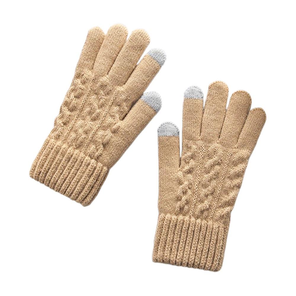 Fashion Style Thick Warm Women's Knitted Gloves Windproof Touch Screen Outdoor Gloves Keep Warm Plush Cold-proof Gloves Gifts