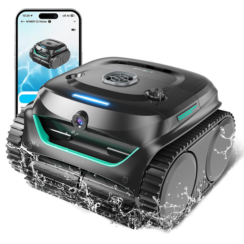 WYBOT C2 Vision Cordless Pool Robot Vacuum, Debris Detection with AI Camera, 8-in-1 Master Cleaning