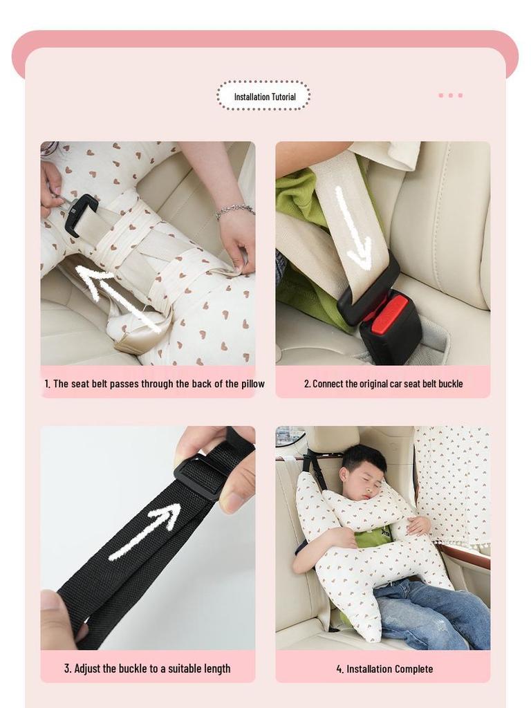 Cartoon Cotton Baby Seat Belt Shoulder Pad & Neck Support Pillow