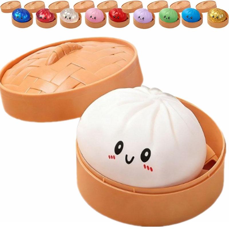 Vivid Dumpling Squishes Stress Balls Fidgeting Tactile Toys Simulation Food Squishies Bun With Steamer Press Dough Ball Gifts