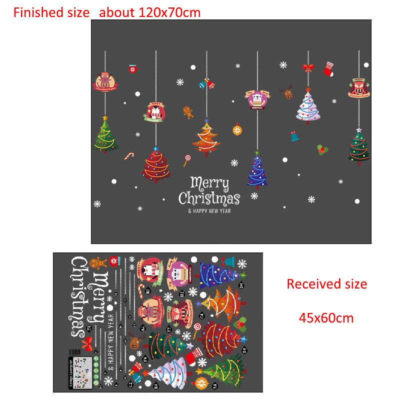 Christmas Wall Sticker Double Sided Glass Ball Hanging Decoration Removable for Door Window Cabinet Living Room Background