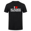 I Heart Love My Autistic Boyfriend Girlfriend TShirt Funny Birthday Gift Tee Tops Cotton Unisex Custom Tshirts DY
