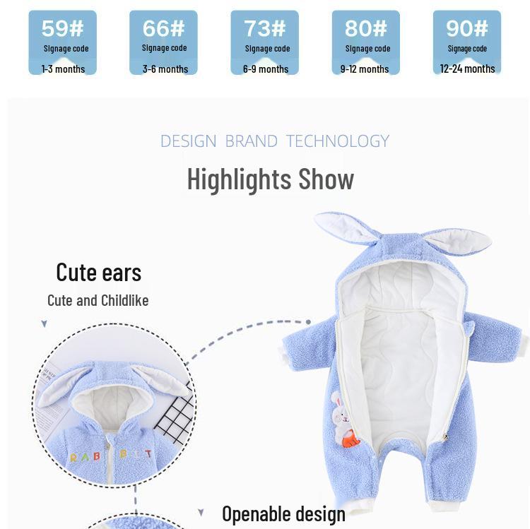 Cozy Newborn Teddy Lambswool Jumpsuit - Warm, Thick, Plush Outerwear for Autumn and Winter