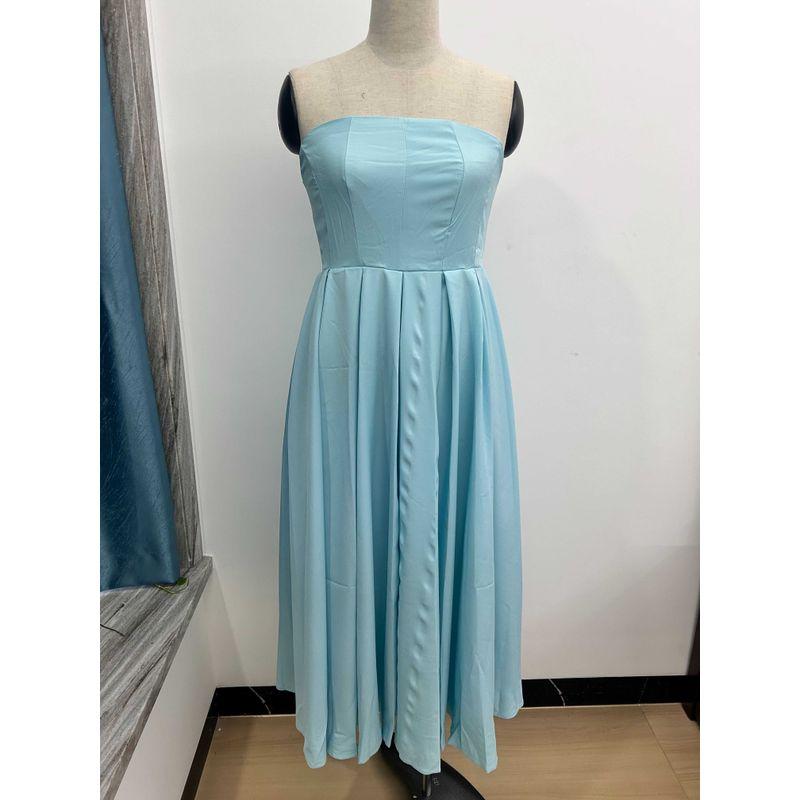 2024 Summer European and American Amazon Cross-Border Foreign Trade New Fashion Sexy off-Shoulder Tube Top Pleat Dress