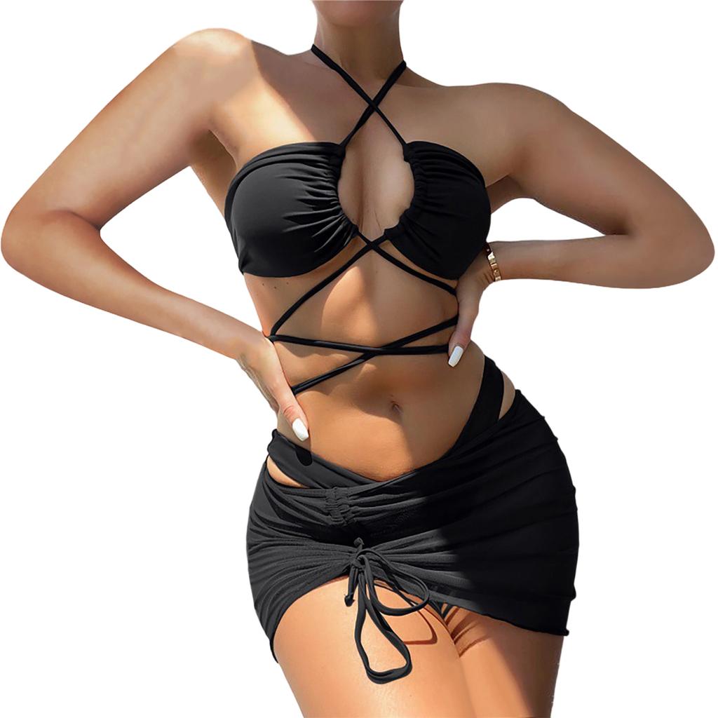 Women's Fashion Sexy Hollow Open Back Bikini Swimsuit Split Swimsuit