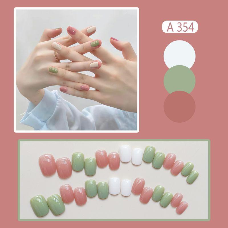 

Rainbow Candy Cat Eye Wear Nail Micro Glass Bead Color Sugar Nail Stickers Summer Jump Color Short Ladder Ice Transparent White Nail Tip Spring colorful [A354] Short