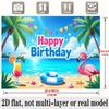 Tropical Beach Birthday Banner, Flamingo Ring Backdrop Wall Decor for Party
