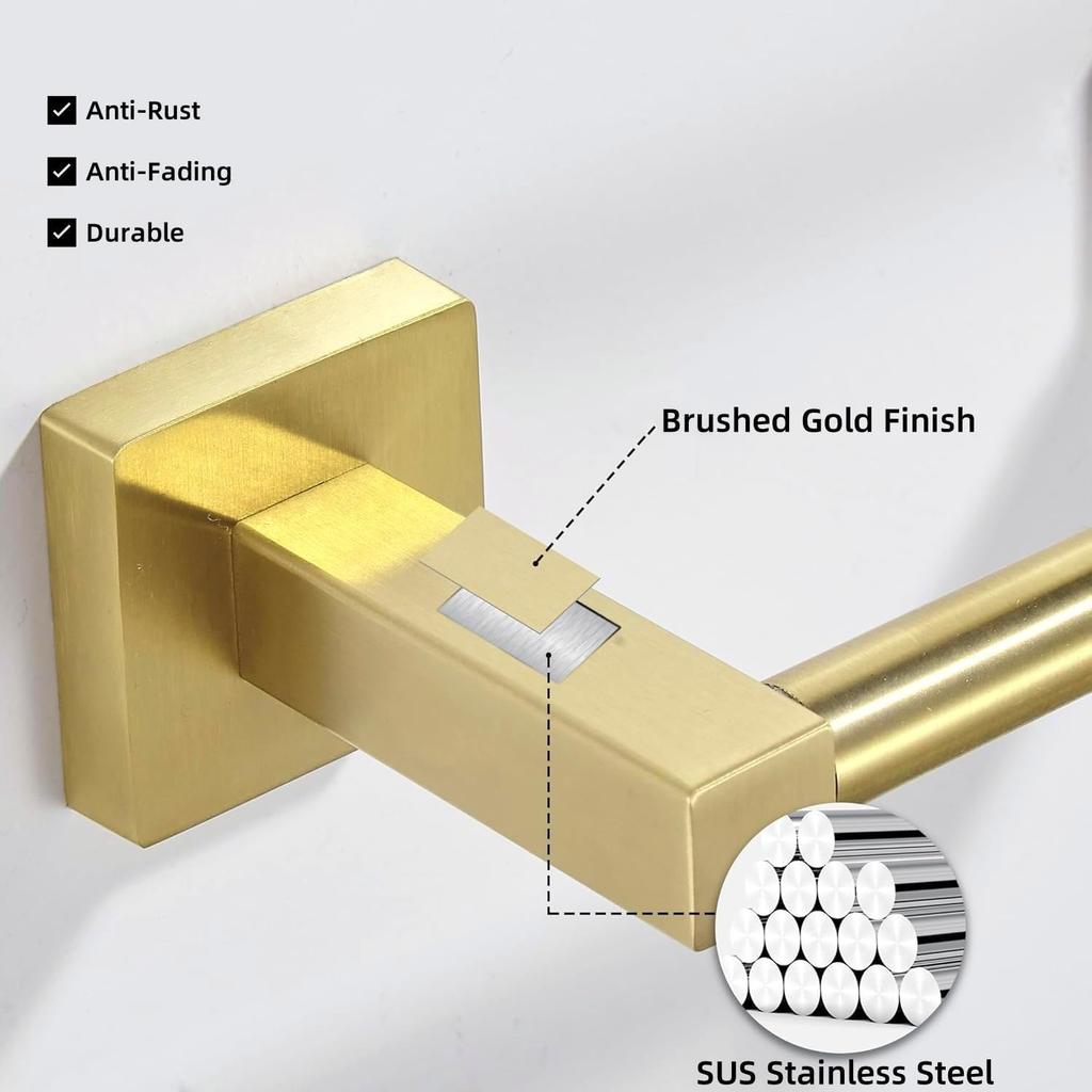 Toilet Paper Holder,Stainless Steel Double Post Pivoting Toilet Paper Holder,Adjustable Change The Rolls Tissue Holder for Bathroom,Brushed Gold