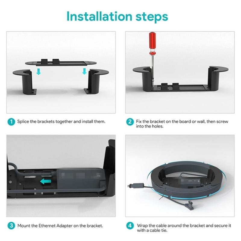 Space Saving Cable Management Hanger Bracket ABS Wall Mounted Holder Stand for Multiple Cables