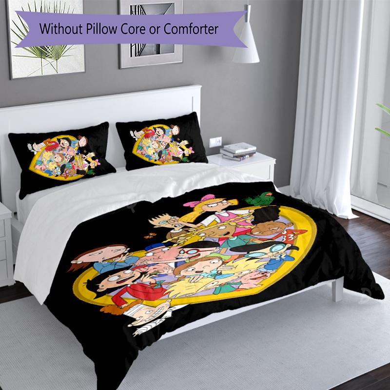 3pcs Hey Arnold Duvet Cover Set, Includes 1 Duvet Cover and 2 Pillowcases,Skin-Friendly&Comfortable Fabric,Suitable Bedding Sets