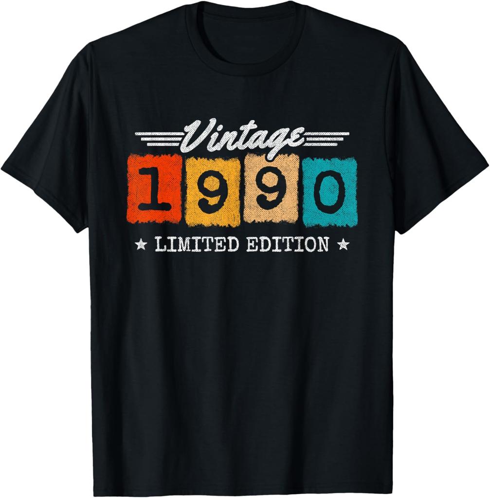 Vintage 1990 Limited Edition 35th Birthday Gifts 35 Year Old T-Shirt Unisex Summer Streetwear Tops Streetwear Ropa Hombre