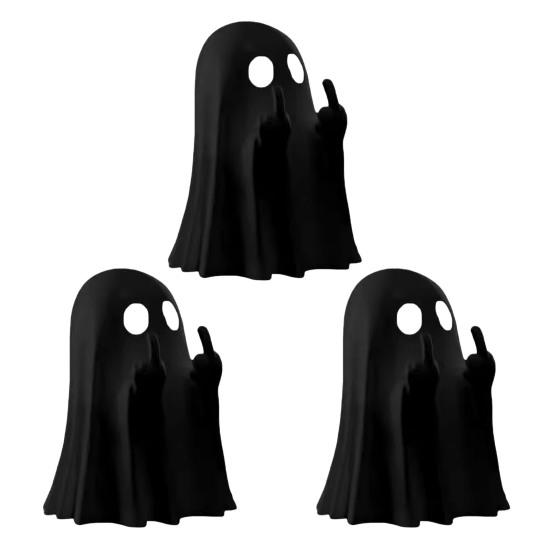 1/2/3/4/6Pcs Halloween Middle Finger Ghost Figurine Mini Spooky Ghost Statue Holiday Party Home Office Desktop Decoration Ornament
