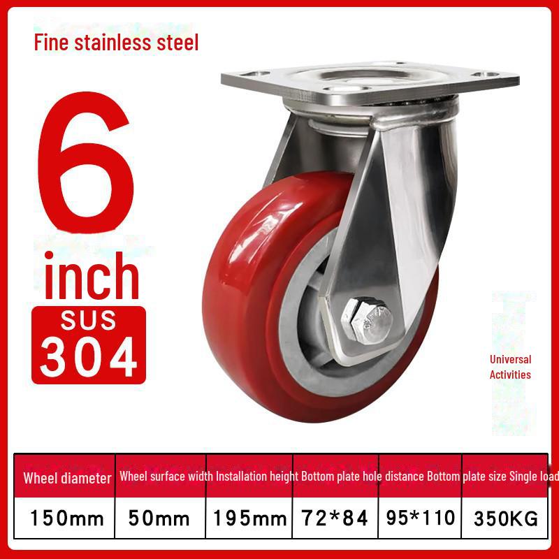 Medium 304 Stainless Steel Silent Caster Wheels with Brakes - Available In 3", 4", and 5" Sizes (Anti-Rust & Labor-Saving)
