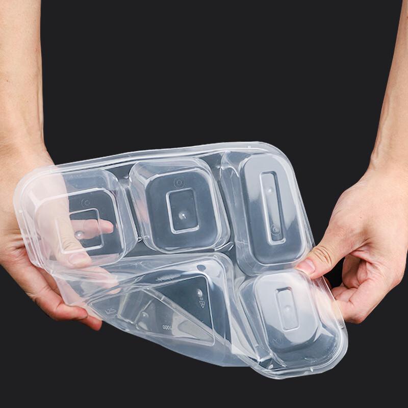 KAZHI Disposable Divided Plastic Meal Boxes with Lids
