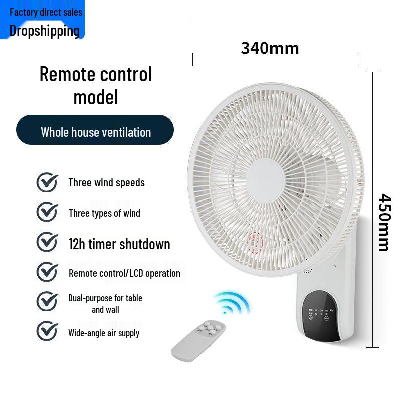 Silent Wall Fan: Energy-Saving 3-Speed Household Air Circulator for Living Room