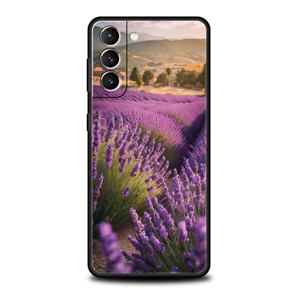 Simple Lavender Purple Flowers Phone Case For Samsung Galaxy S24 S23 S22 S20 Ultra S21 FE 5G S10 S9 Plus S10E S8 Soft Cover