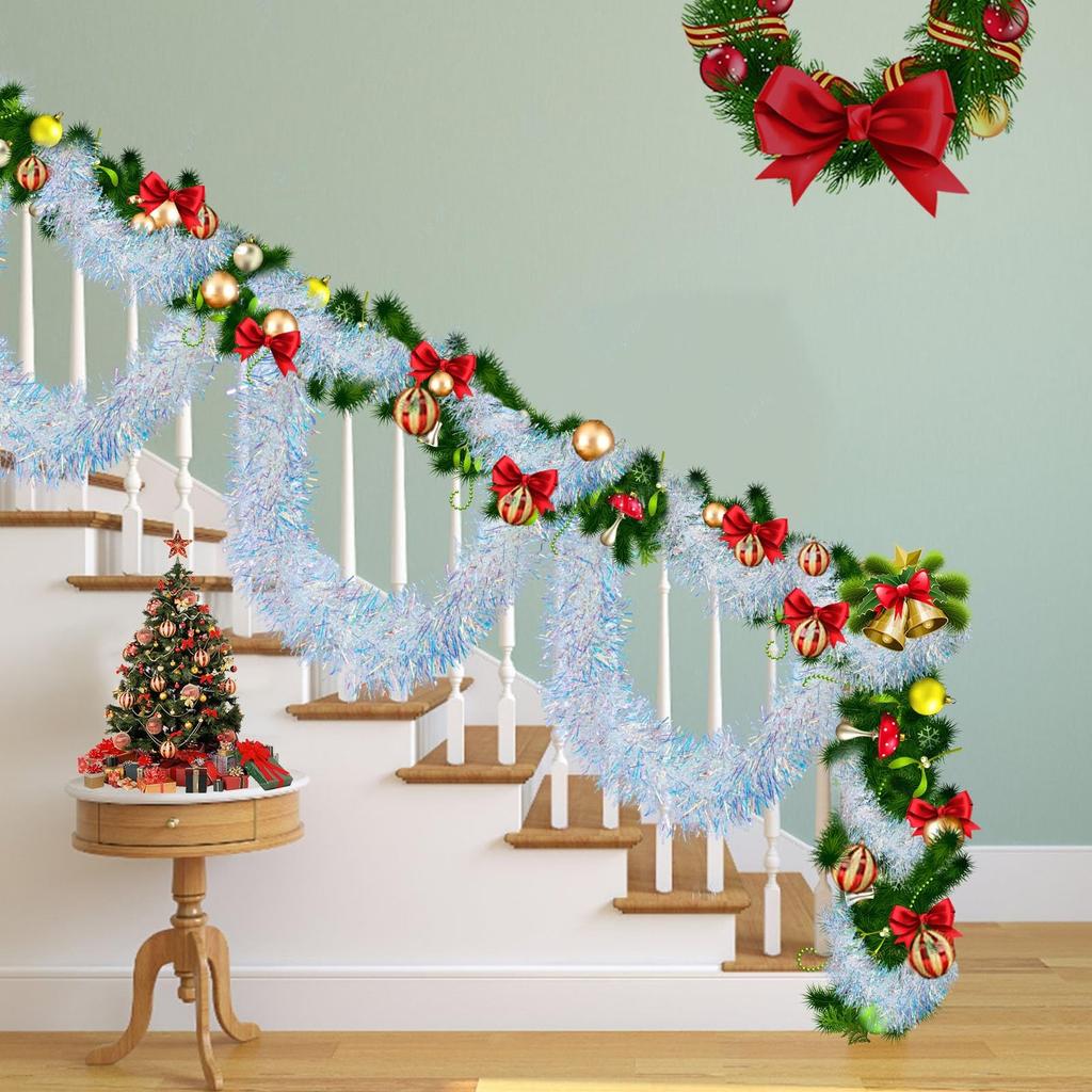 Christmas Garland Christmas Tree Decorations Foil Garland Hanging Garland For New Year Party Holiday Indoor Outdoor Decoration