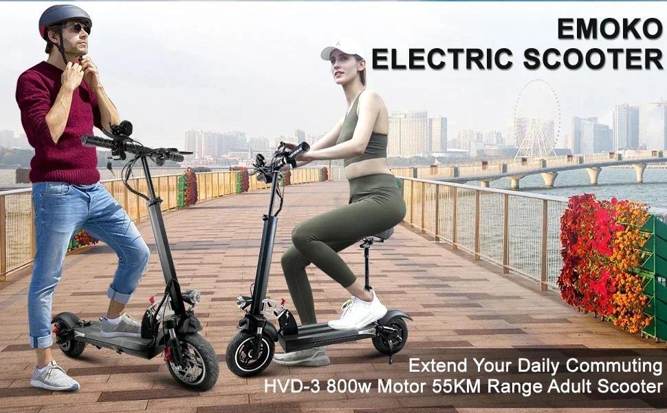EMOKO Neuer Roller HVD-3 City Erwachsener EScooter 800W 48V15AH Batterie City Pendler E-Scooter 10 Zoll Reifen Elektroroller