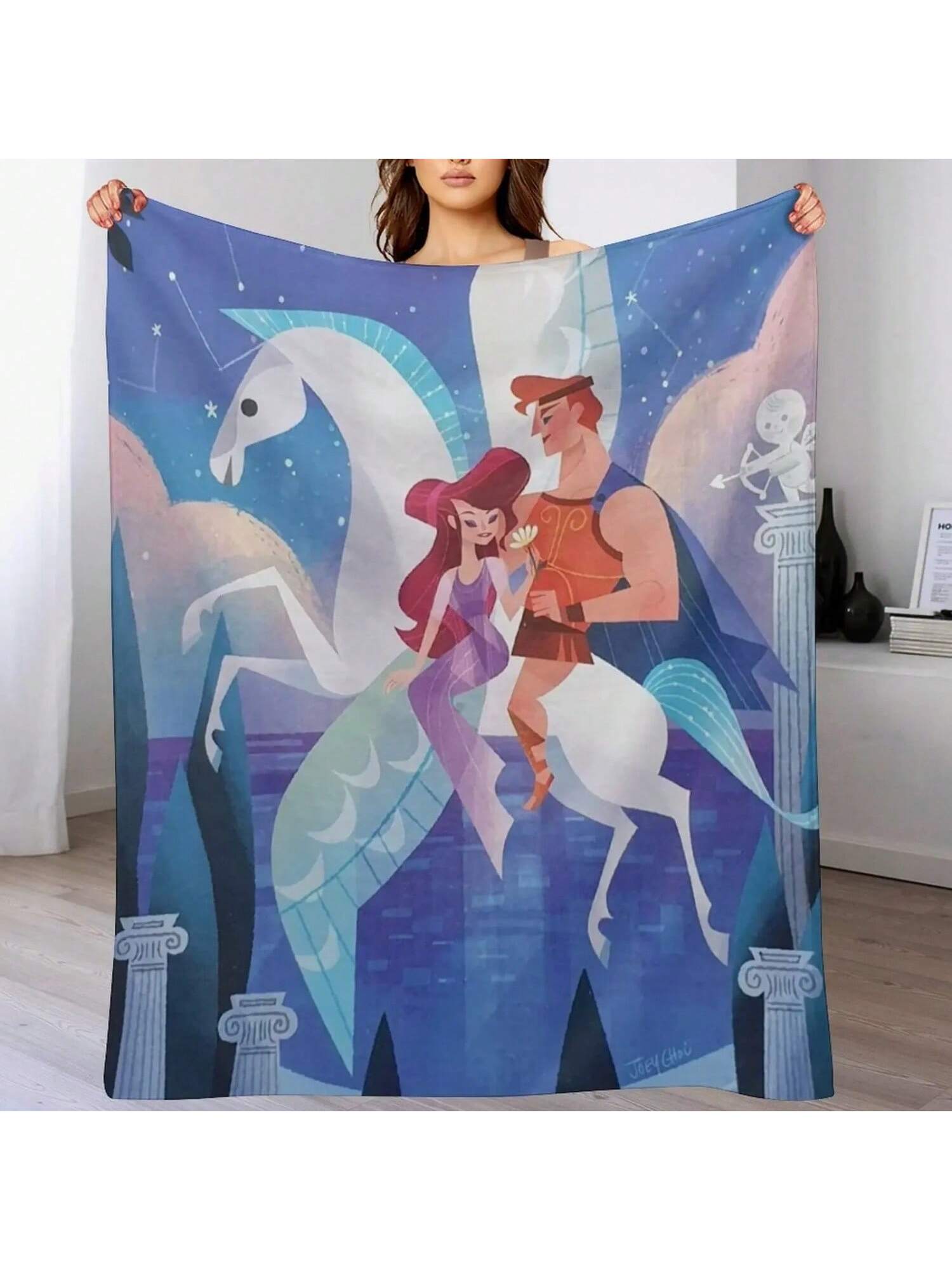 Hercules, Meg & Pegasus Throw Blanket Quilt Sleeping Bag For Sofa Thin Retros Blankets 75X95CM