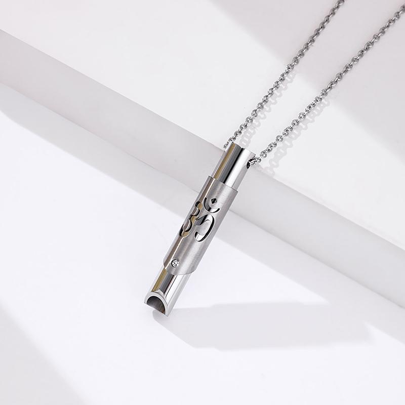 

Ожерелье с медитирующим свистком для снятия тревоги, ожерелье из нержавеющей стали для медитации и дыхания, ожерелье для настройки соломы серебряный