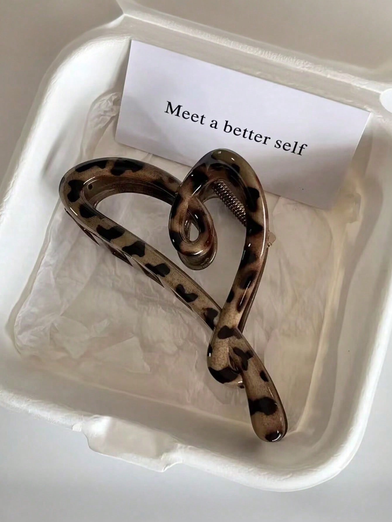 Women Leopard Print Heart Curve Clip Red Bow Clip Fashionable Hair Claw Hairpin Hair Accessories, Elegant Minimalist Solid Color Hair Claw Clips Leopard Print - 1pc разноцветный