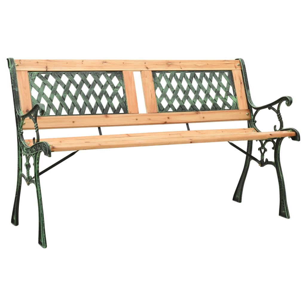 vidaXL Gartenbank 122 cm Gusseisen und Massivholz Tanne grün