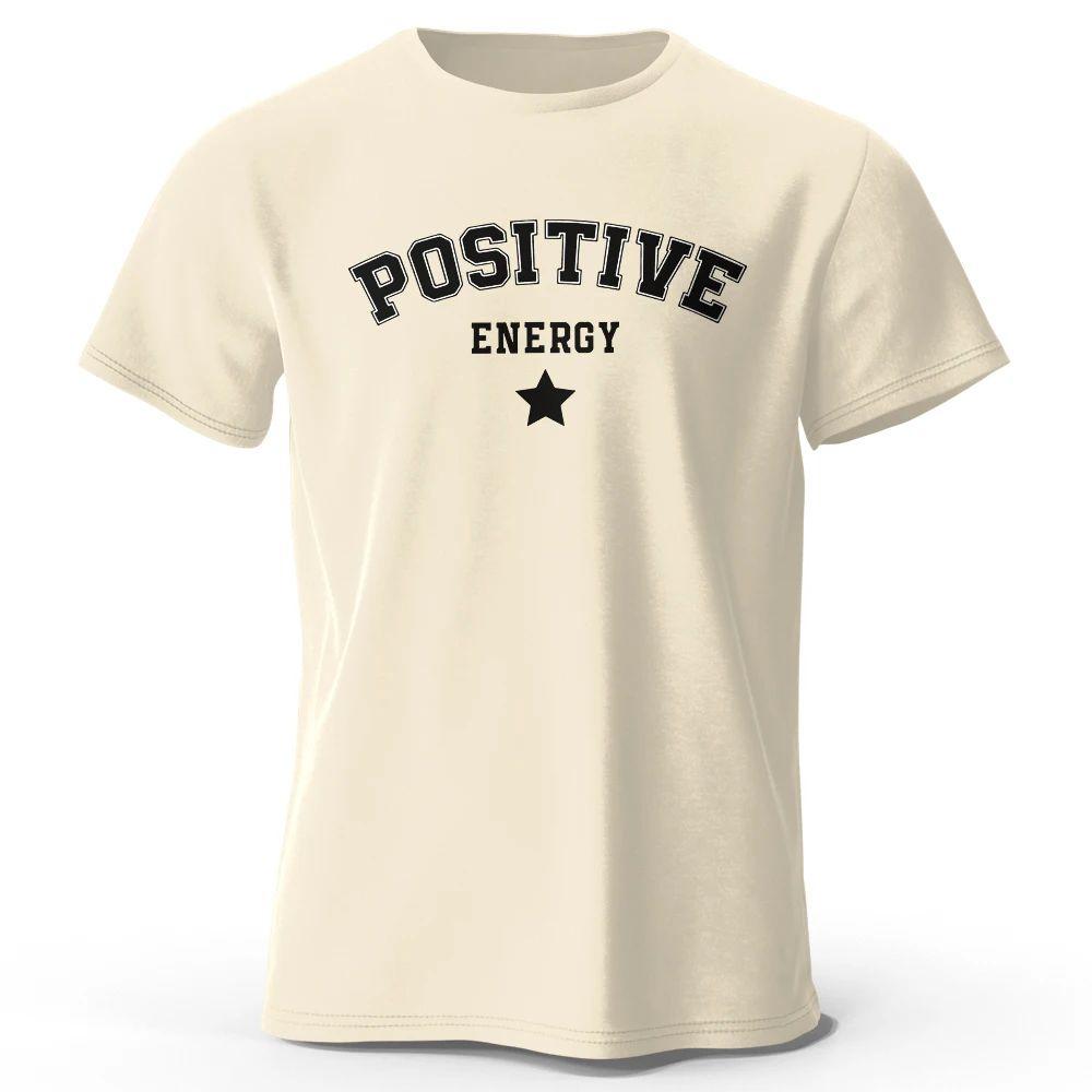 Positive Energy Tees and TShirt Y2k Tops Print Cotton Oversized T Shirt Fashion Casual Streetwear Clothing Unisex