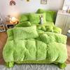 3Pcs Fluffy Black Plush Shaggy Duvet Cover +2Pcs Pillowcases Zipper Bedding set Soft Velvet