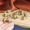 Retro Brass Mythical Beast Miniatures Figurines Tea Pet Retro Copper Animal Kirin Small Statue Desktop Home Decoration Ornament