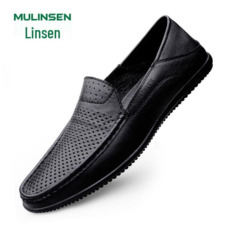 Men s Breathable Leather Slip-On Loafers 40