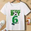 Boys Crew Neck Short Sleeve T-Shirt with Soccer Birthday Number 5 6 7 Print