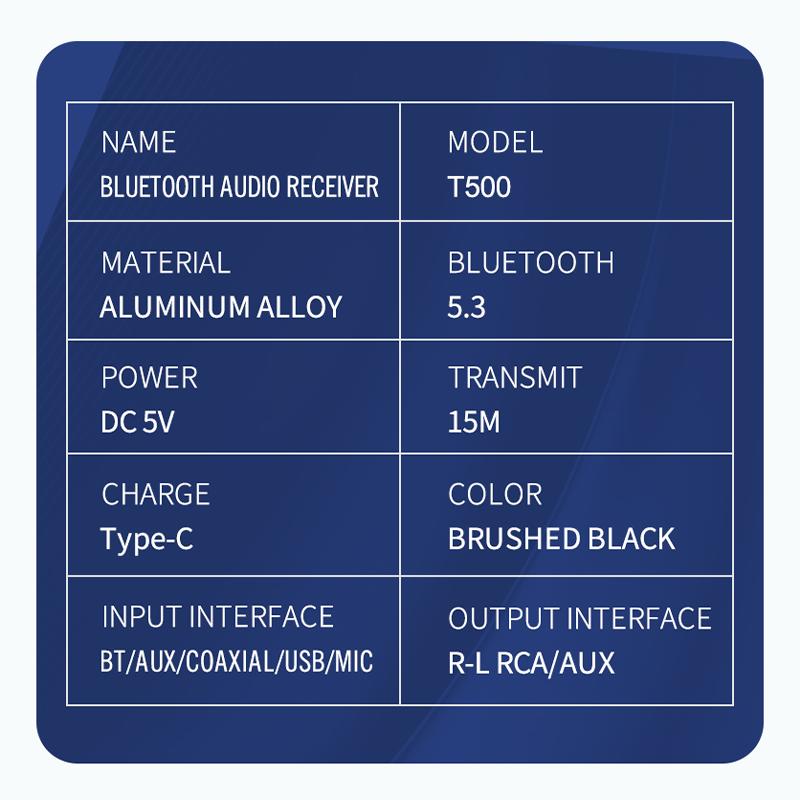 VAORLO Bluetooth 5.3 Audio Receiver+Coaxial DAC Converter+USB U-Disk Play+6.5 Micrphone Karaoke Wireless Adapter 3.5MM AUX RCA