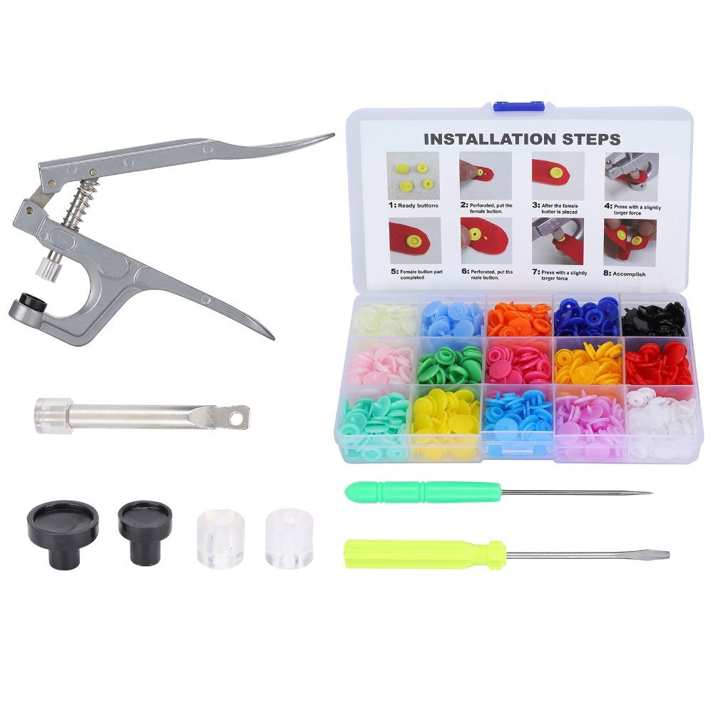 150set Mixed Color Snap Pliers Tool Resin Material Snap Buttons Kit For DIY Crafting