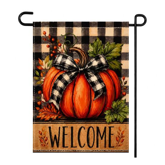 Durable Ornaments for Office Stacked Pumpkin Garden Flag, Burlap Look Fall Outdoor Decor, Festive Party Supplies Home Double Sided Holiday Yard