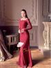 Europäisches & Amerikanisches Retro-Spitzen-Meerjungfrauenkleid: Herbst 2025 Edition, Langarm-Langrockkleid.