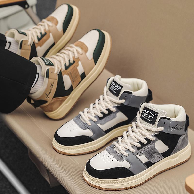 

Jinjiang men s shoes 2025 new student high-top board shoes niche versatile casual shoes fashion flat white shoes trendy shoes 44 чёрный