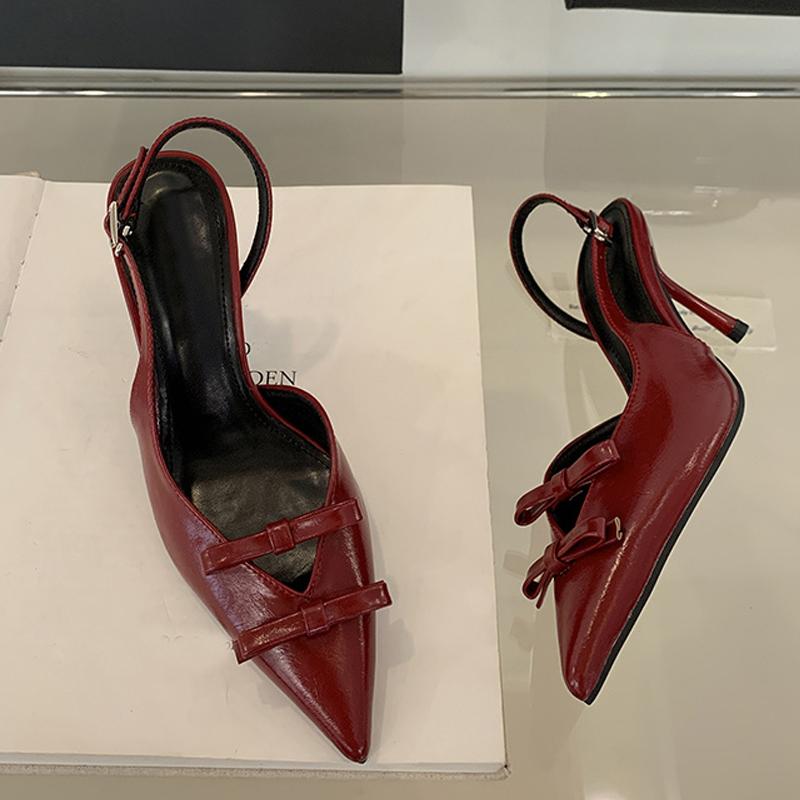 

Liyke Fashion Hollow Out Butterfly-Knot Pointed Toe Red High Heels Shoes Wedding Ballet Shoes Pumps Women Slippers Sandal Buckle Remezzo Back 37