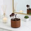 Rotating Pencil Holder Round Pen Organizer Slots Multifunctional Desk with 4 Faux Leather Accessories Organizer