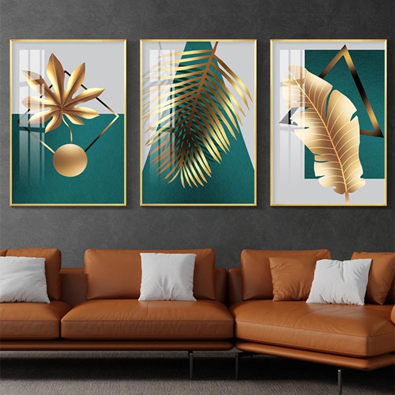 Unframed Canvas Poster Oil Painting Decoration Gold Leaf Plants Print Wall Art Painting Decorative Pictures Paintings for Living Room Home Decor