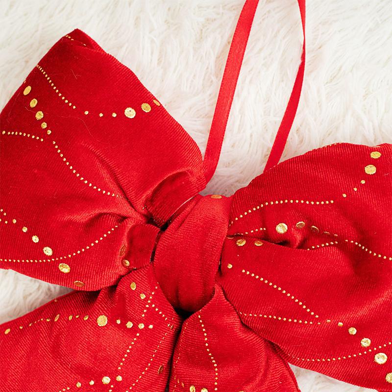 1PC Red Fireplace Bows with Glitter Surface Wreath Hanging Pendants Home Big Christmas Cloth Bows Ornaments Party 3 Sizes