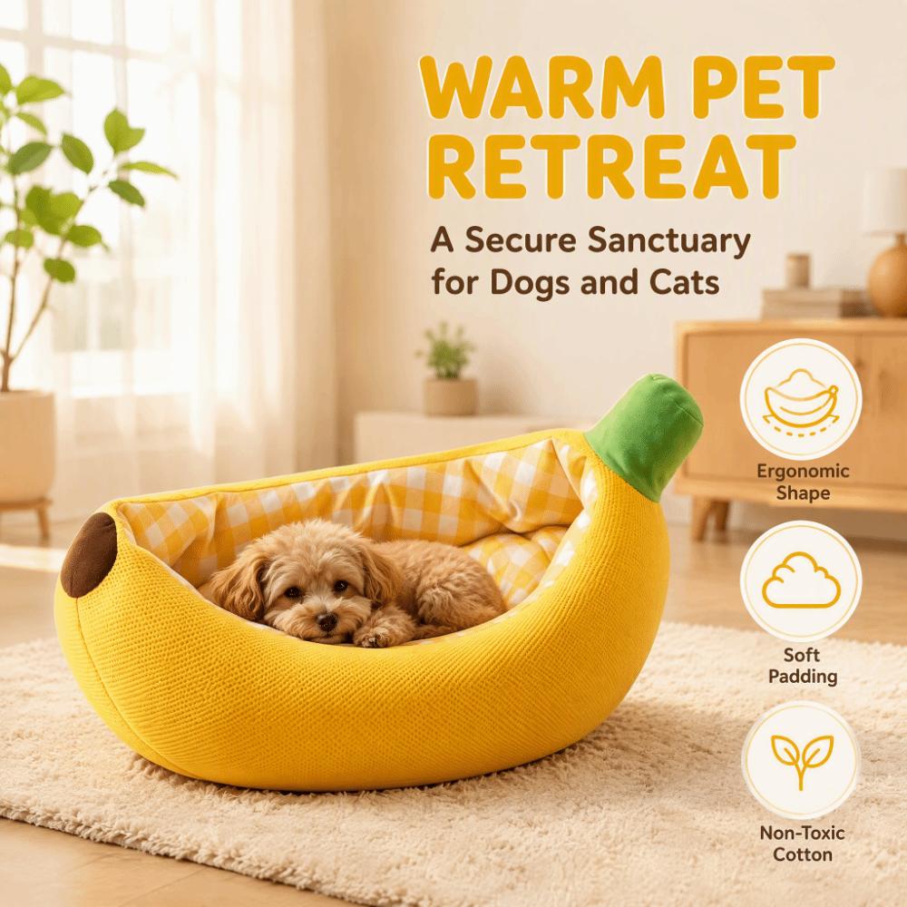 Banana Shape Dog Kennel Warm Cushion Pet Bed Funny Dog Bed  Pet Supplies