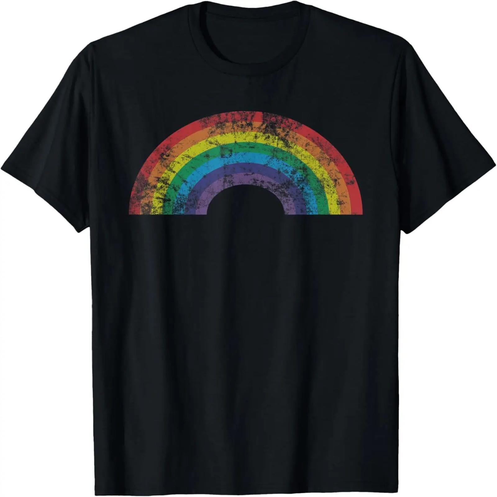 

Rainbow Vintage Retro 60 s 70 s 80 s Style Gay Pride Gift T-Shirt XXXXXL чорний
