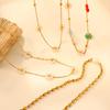 Beaded Flower Necklace Personalized Creative Sweet Bead Chain Stainless Steel Imitation Pearl Necklace Necklace