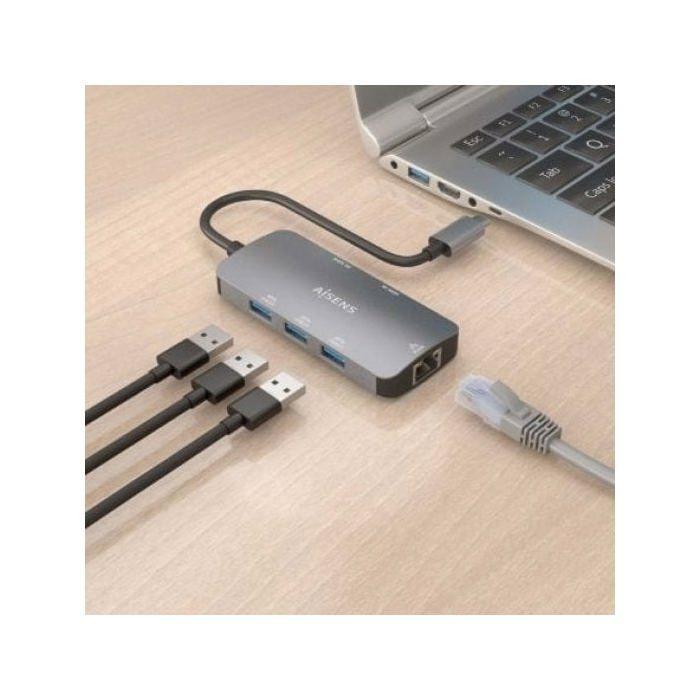 HUB USB-C - AISENS - ASUC-6P019-GR - 6 Ports - 4K Ultra HD - USB Power Delivery 100W