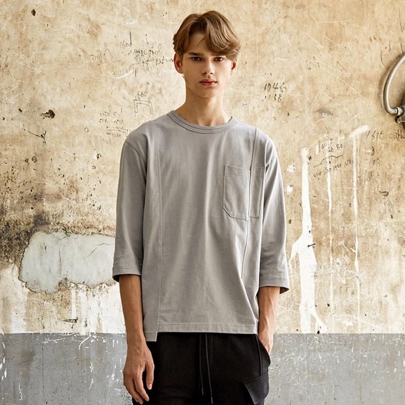 Custom Us Asymmetrical Cut Line 3/4 Round T-Shirt Cxs23Fkrt971 Grey/M