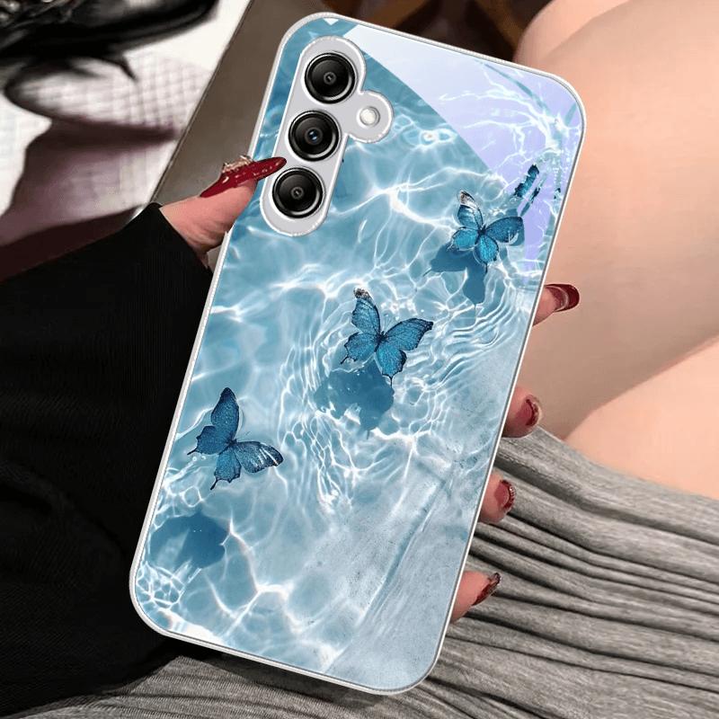Fashion Case For Samsung A73 A72 A71 A70 A70S For Galaxy A56 A55 A54 A53 A52 A52S A51 A50 A50S PC Tempered Glass Phone Cover