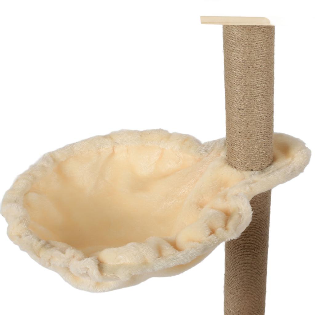 Cat Tree Multilevel Cat Climbing Tower Hemp Cable Covered Scratching Post with Hammock Dangling Toy