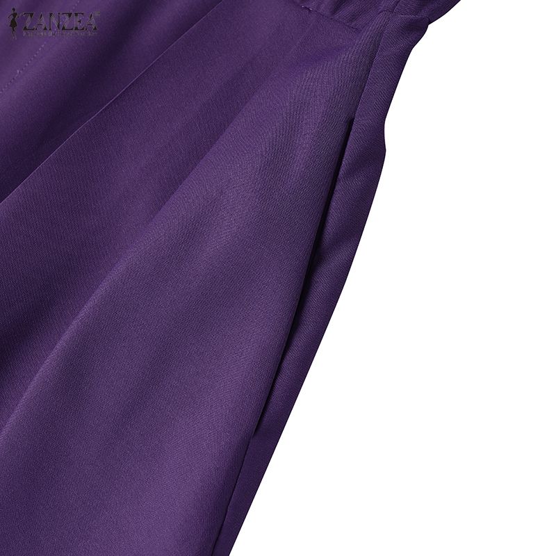 ZANZEA Women Casual Turn Down Collar Long Sleeve Long Dress